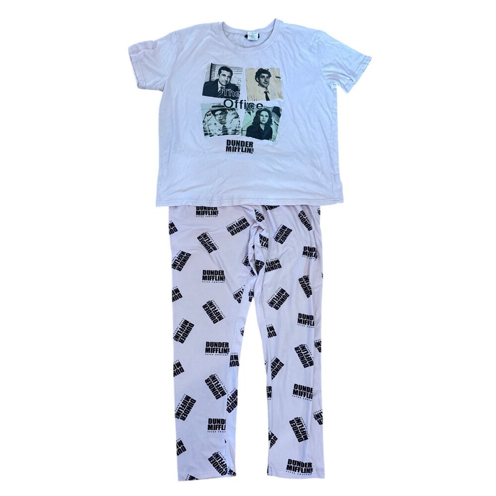 The Office Pajama Set Dunder Mifflin Womens XL Pink White READ